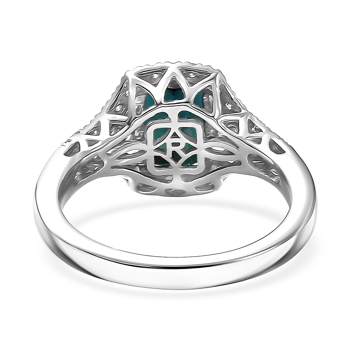 Rhapsody 950 Platinum AGI Certified & Appraised AAAA Indicolite & Natural VS-E-F White Diamond Ring 2.33 Ct, Platinum Wt. 6.10 Gms