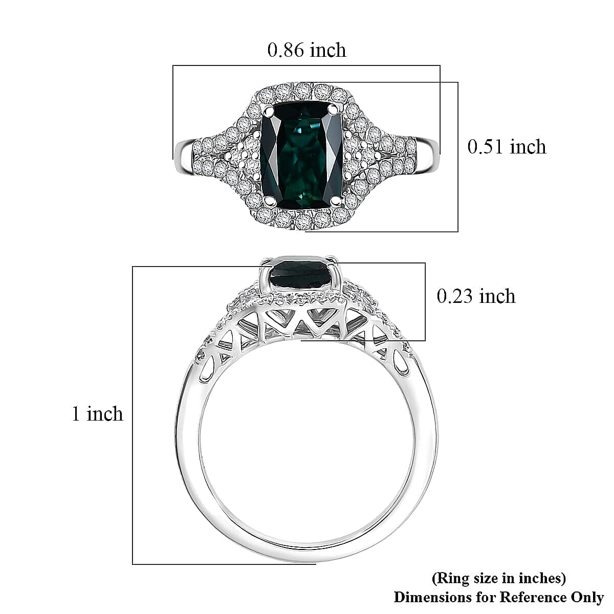 Rhapsody 950 Platinum AGI Certified & Appraised AAAA Indicolite & Natural VS-E-F White Diamond Ring 2.33 Ct, Platinum Wt. 6.10 Gms