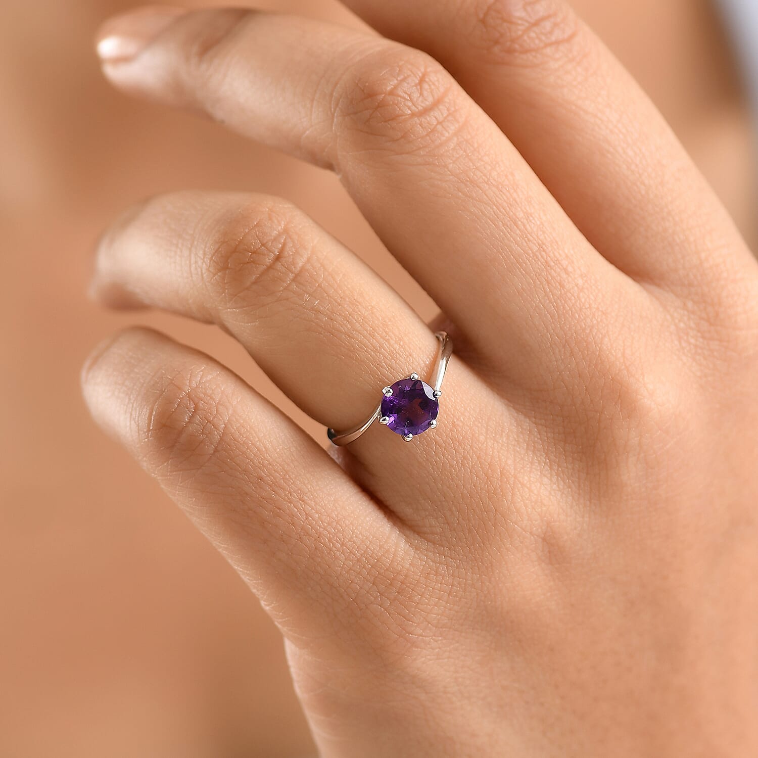 African Amethyst Ring in Platinum OverlaySterling Silver  1.189  Ct.