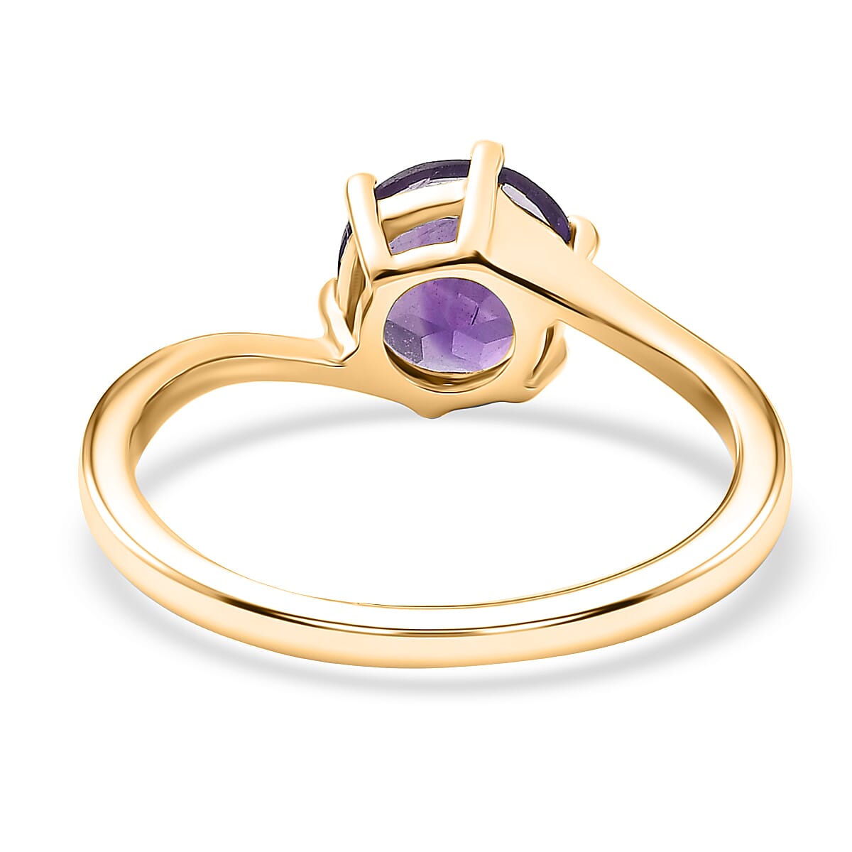 AAA African Amethyst Solitaire Ring in Yellow Gold Plated Sterling Silver 1.20 Ct.