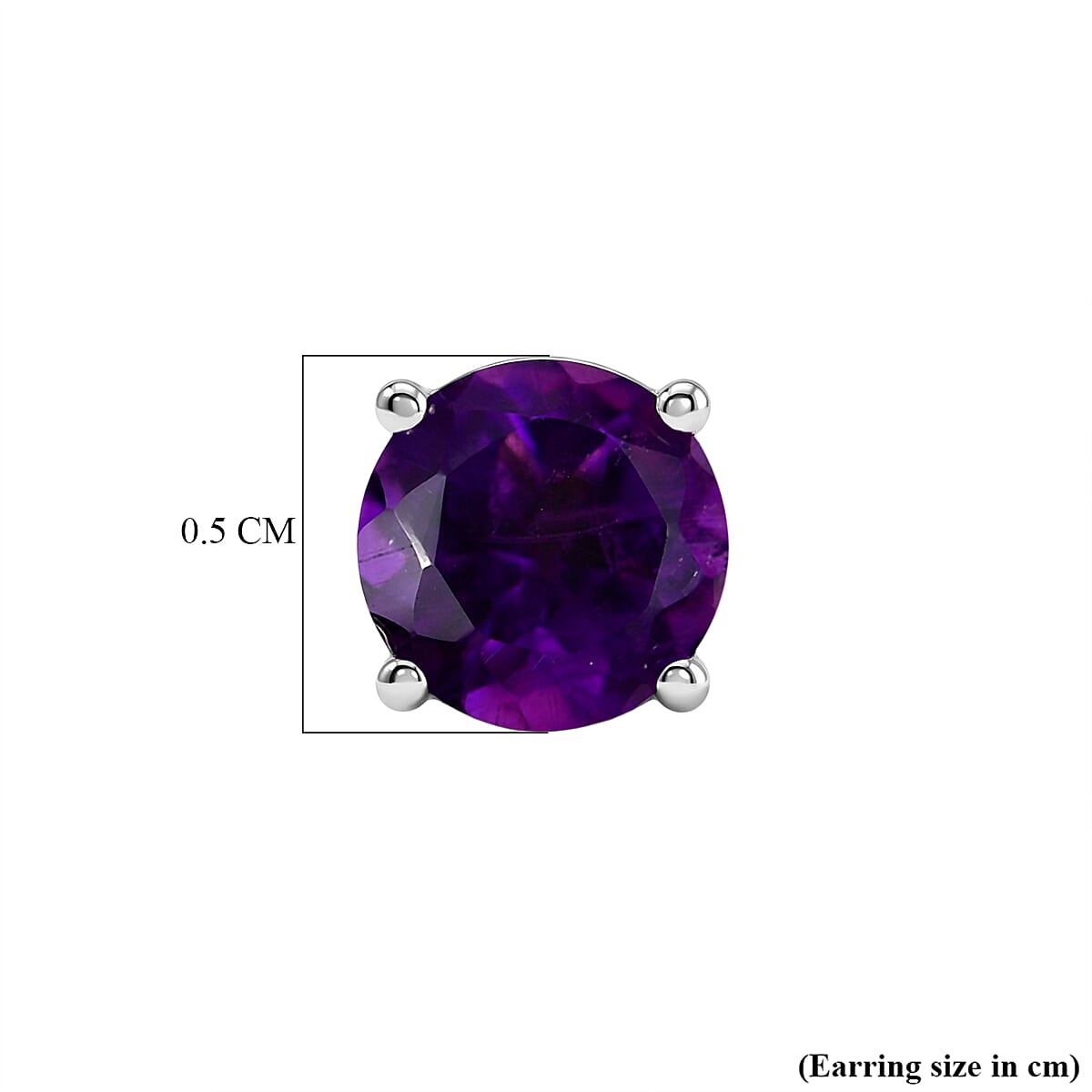 AAA Zambian Amethyst Solitaire Stud Push Post Earrings in Platinum Overlay Sterling Silver