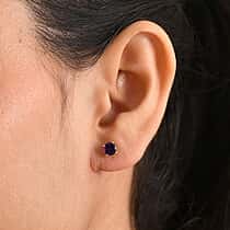 AAA Zambian Amethyst Solitaire Stud Push Post Earrings in Gold Overlay Sterling Silver