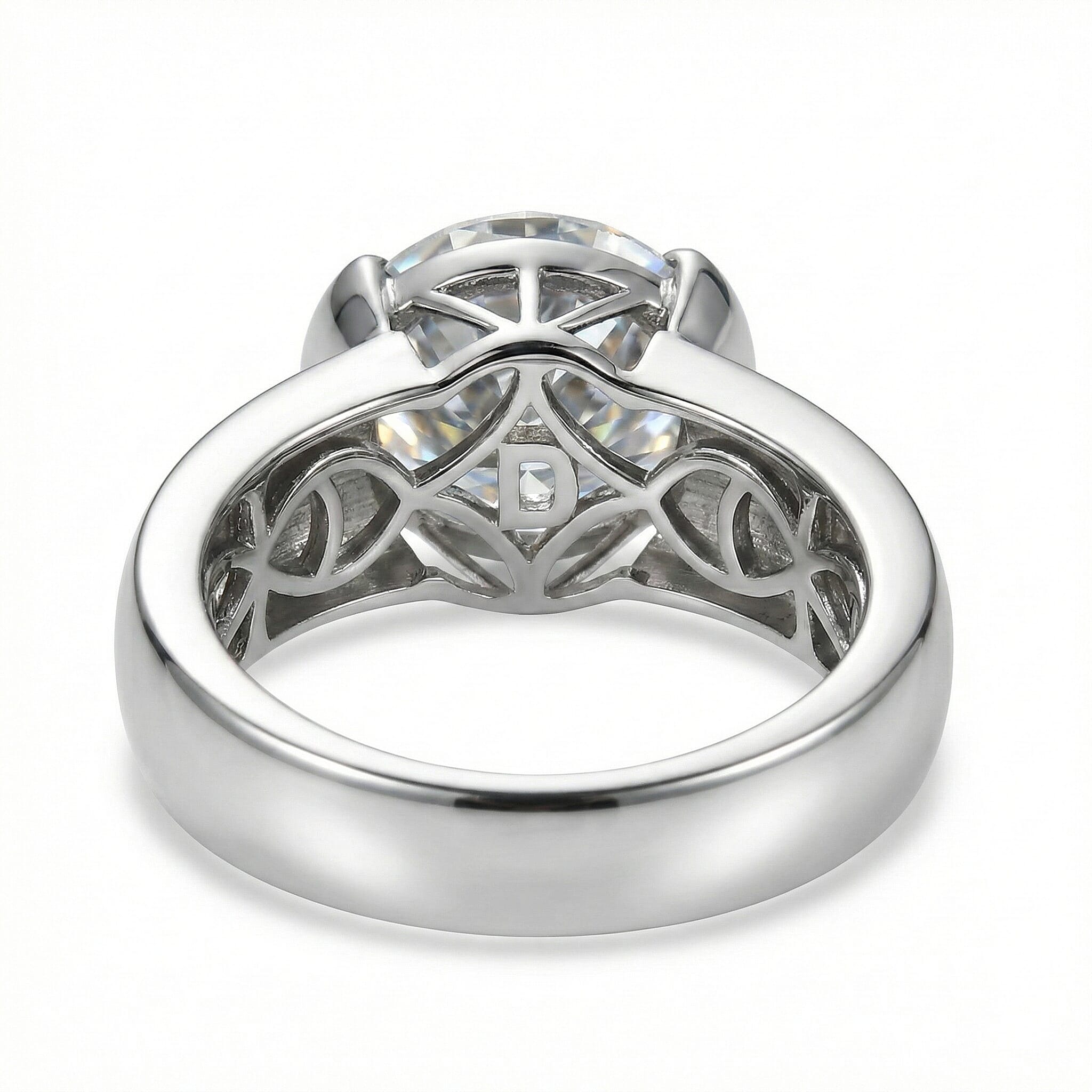 D'Joy Moissanite Solitaire Ring in Rhodium Overlay Sterling Silver 4.16 Ct.