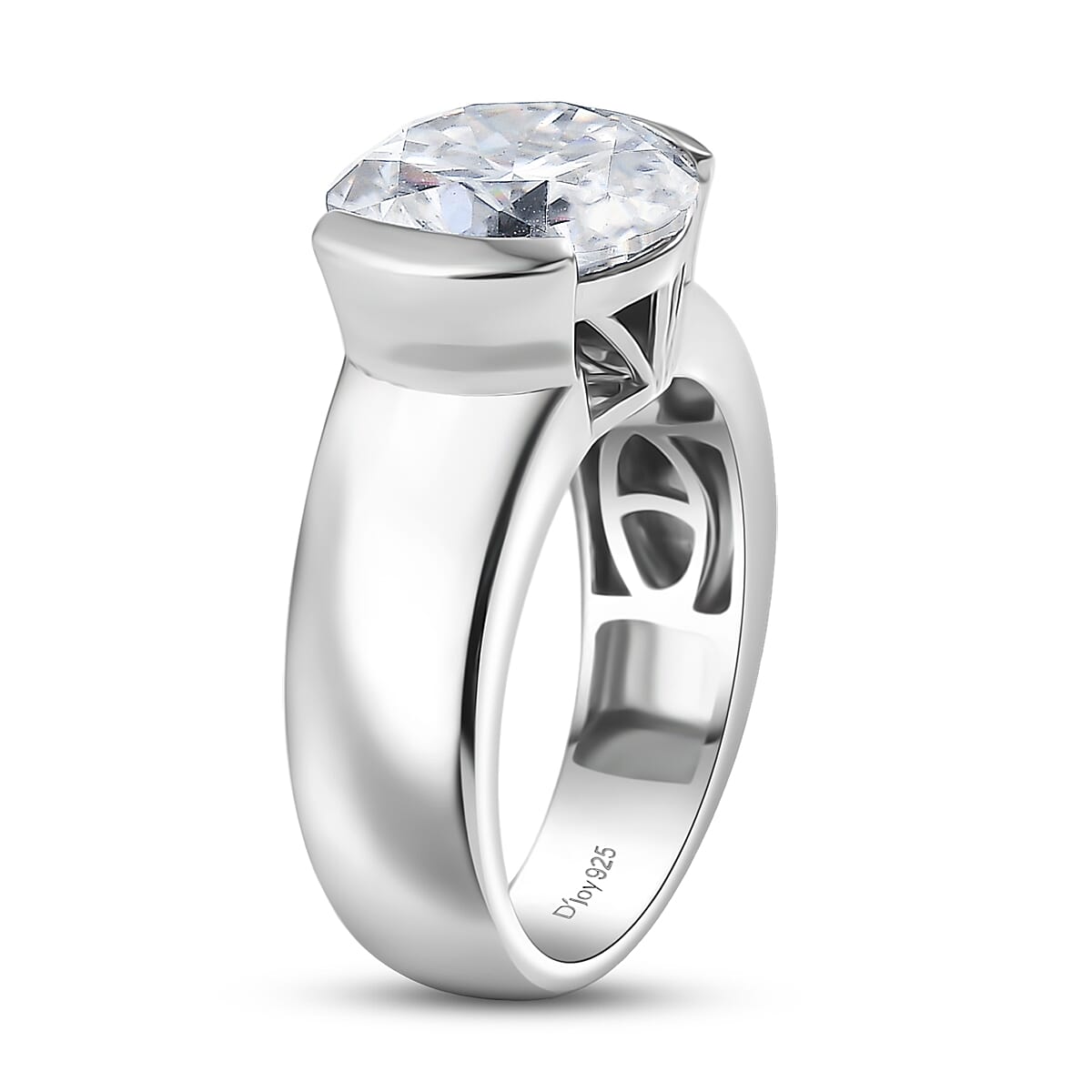 D'Joy Moissanite Solitaire Ring in Sterling Silver 4.00 Ct.