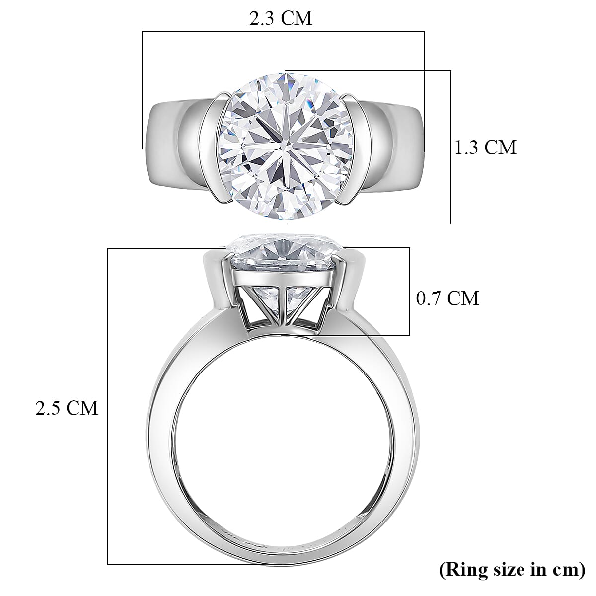 D'Joy Moissanite Solitaire Ring in Sterling Silver 4.00 Ct.