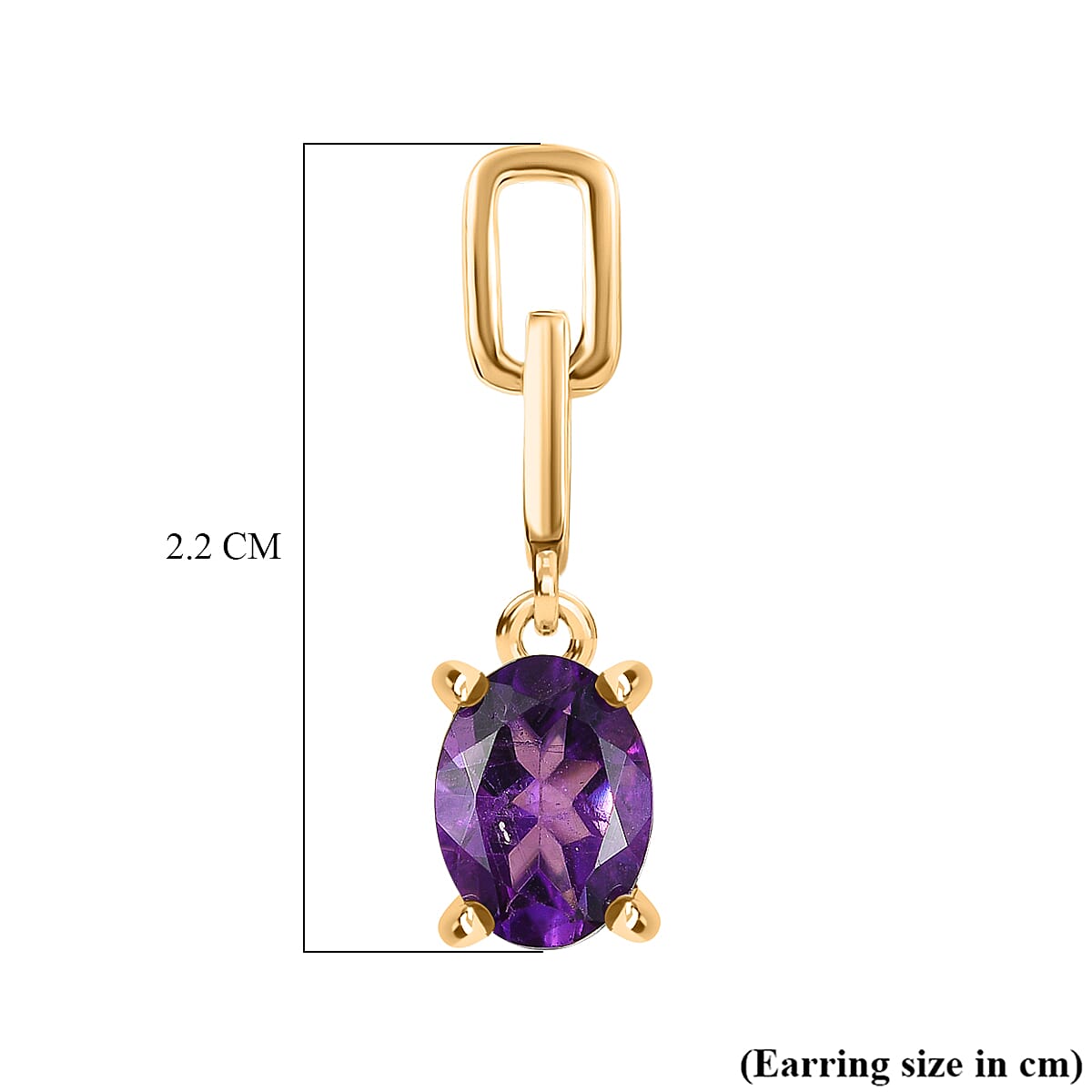 D'Joy AAA African Amethyst Dangling Push Post Earring in Yellow Gold Plated Sterling Silver 2.26 Ct.