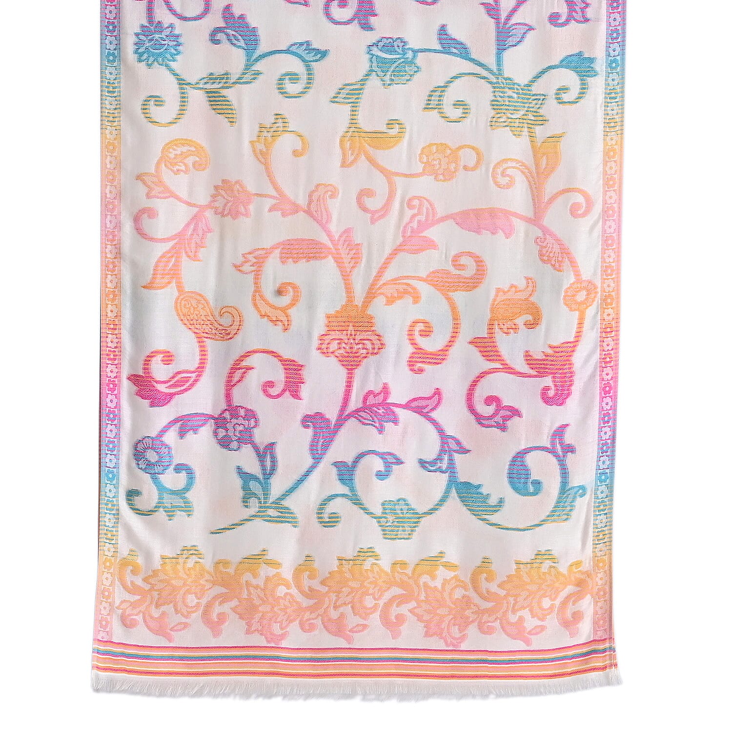 - Maisi Cotton Printed Scarf (Size - One Size) - White Multi - Multicolor