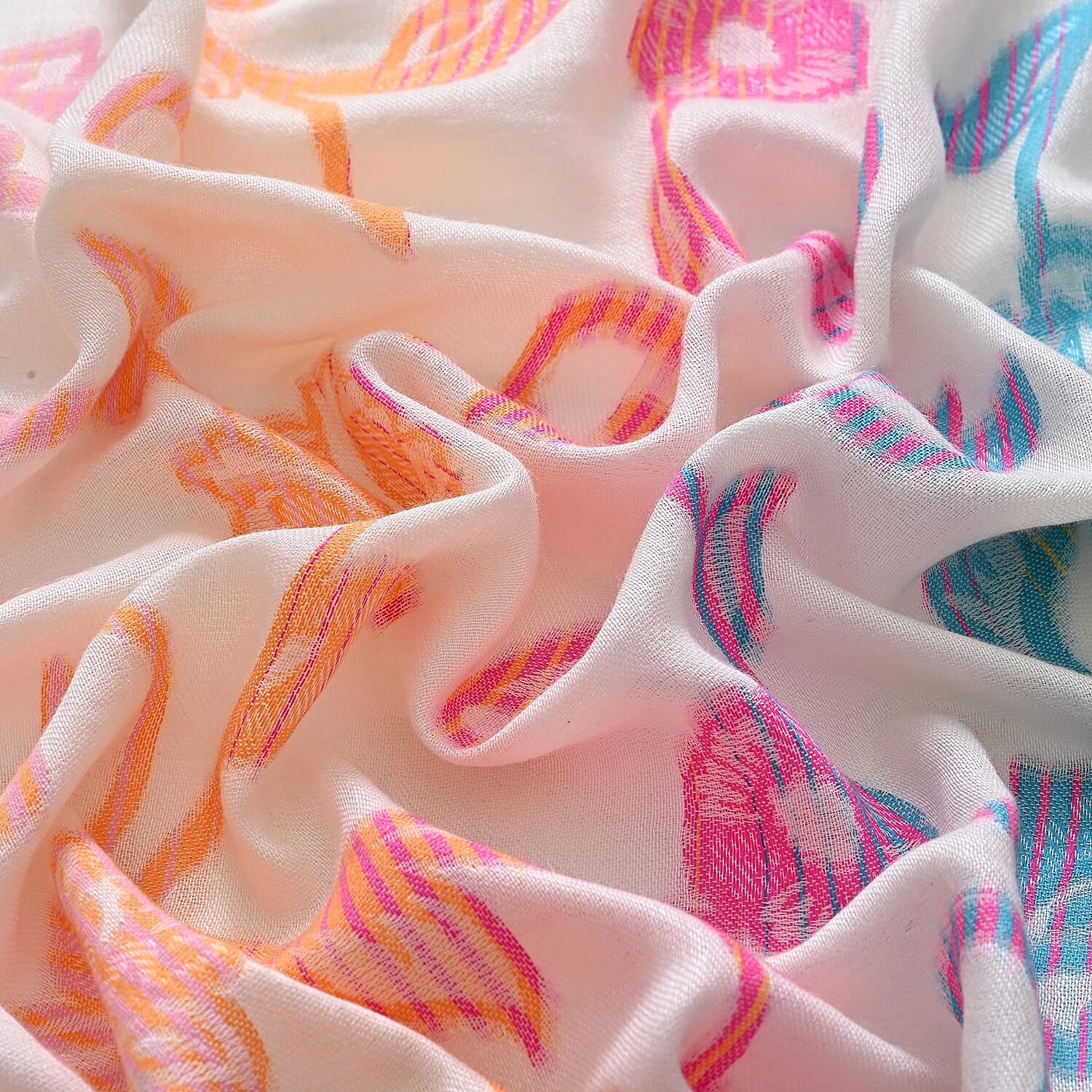 - Maisi Cotton Printed Scarf (Size - One Size) - White Multi - Multicolor