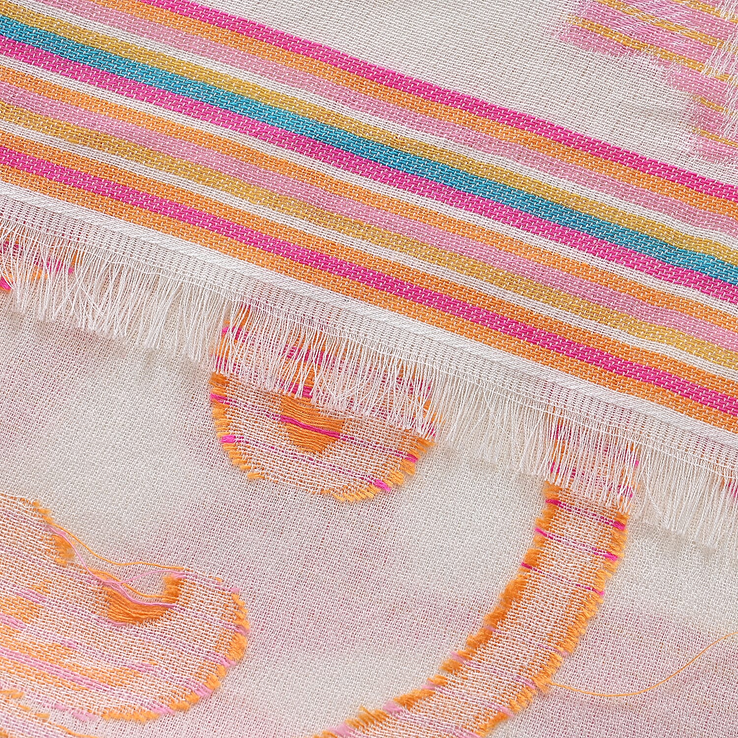 - Maisi Cotton Printed Scarf (Size - One Size) - White Multi - Multicolor