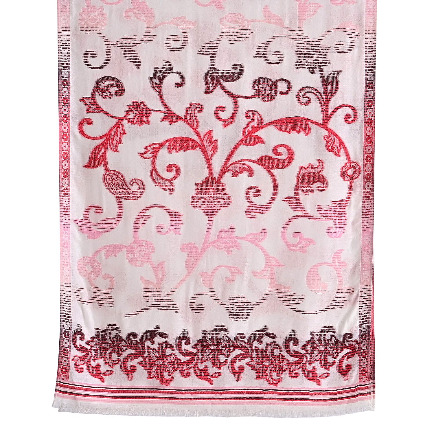 - Maisi Cotton Printed Scarf (Size - One Size) - White Red - Multicolor