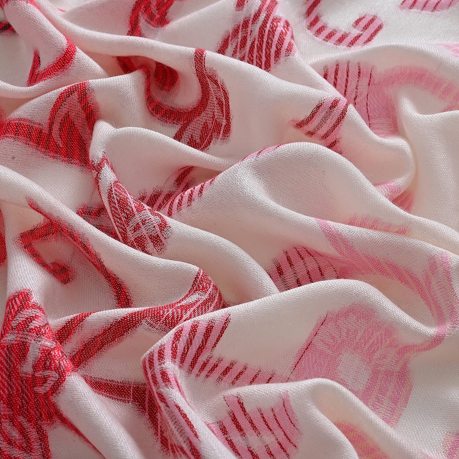 - Maisi Cotton Printed Scarf (Size - One Size) - White Red - Multicolor