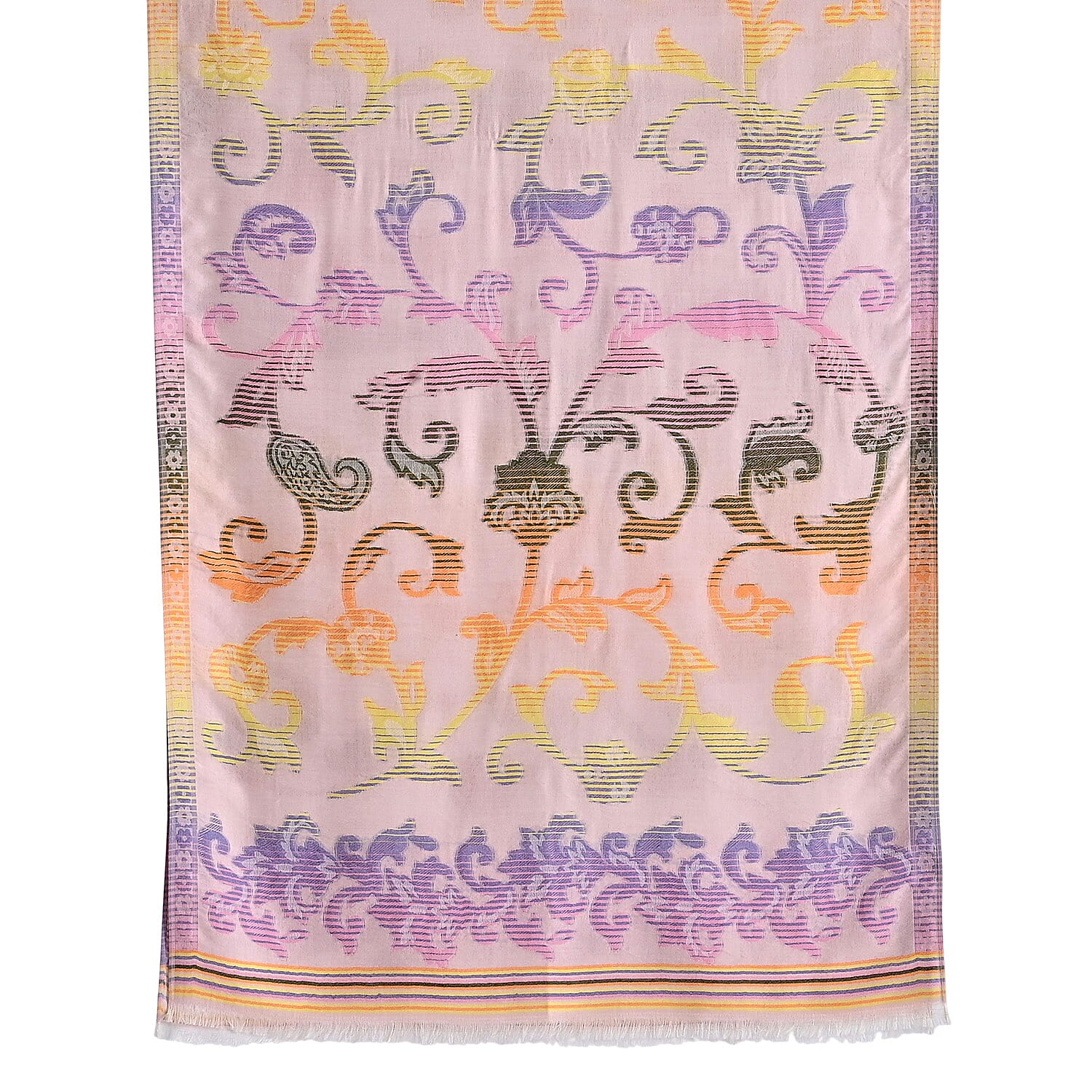 - Maisi Cotton Printed Scarf (Size - One Size) - Pink - Multicolor