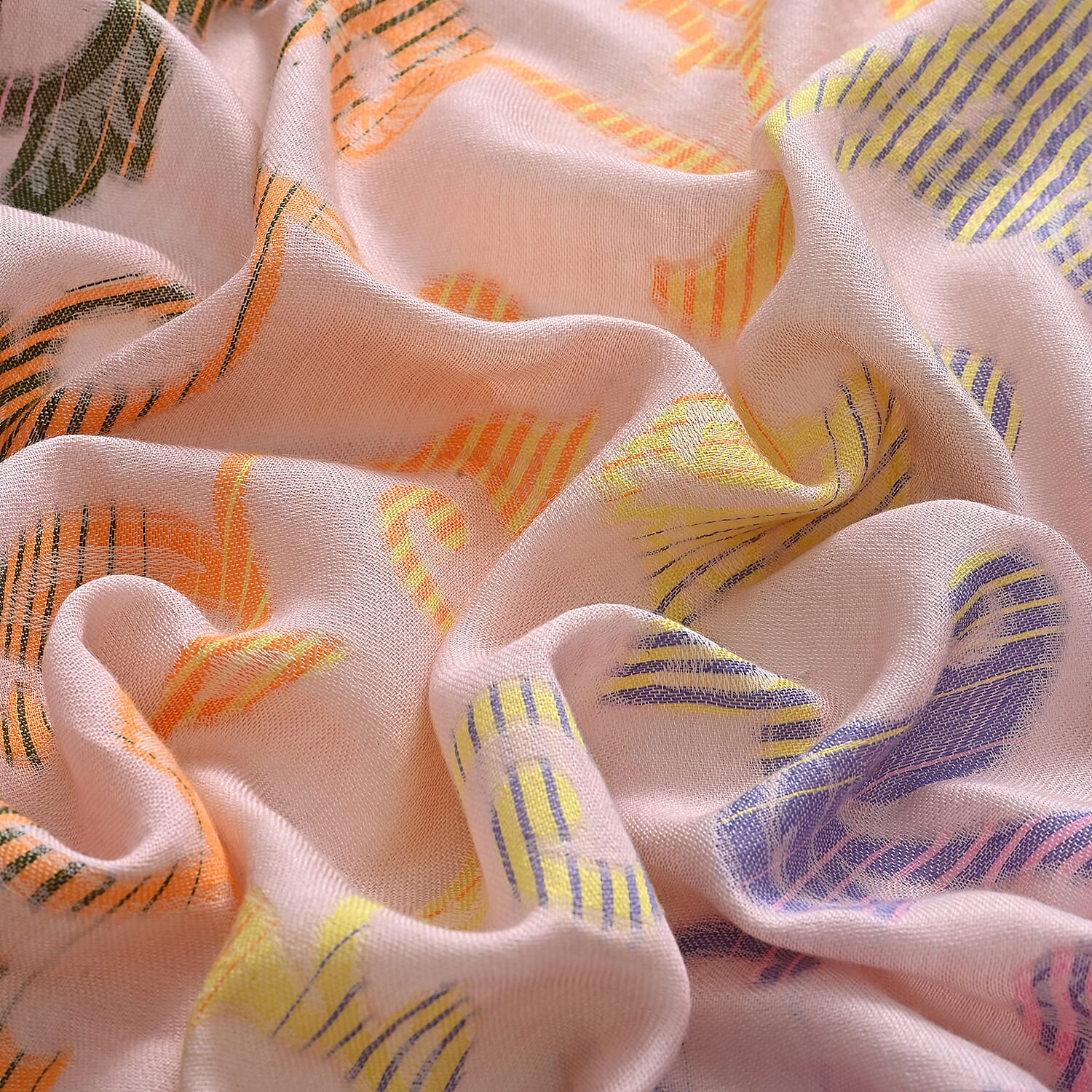- Maisi Cotton Printed Scarf (Size - One Size) - Pink - Multicolor