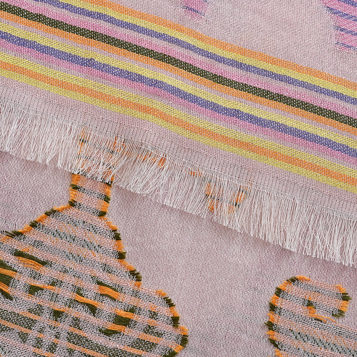 - Maisi Cotton Printed Scarf (Size - One Size) - Pink - Multicolor