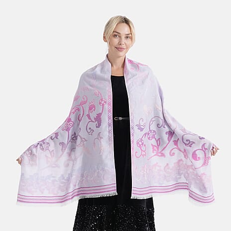 - Maisi Cotton Printed Scarf (Size - One Size) - Purple - Multicolor