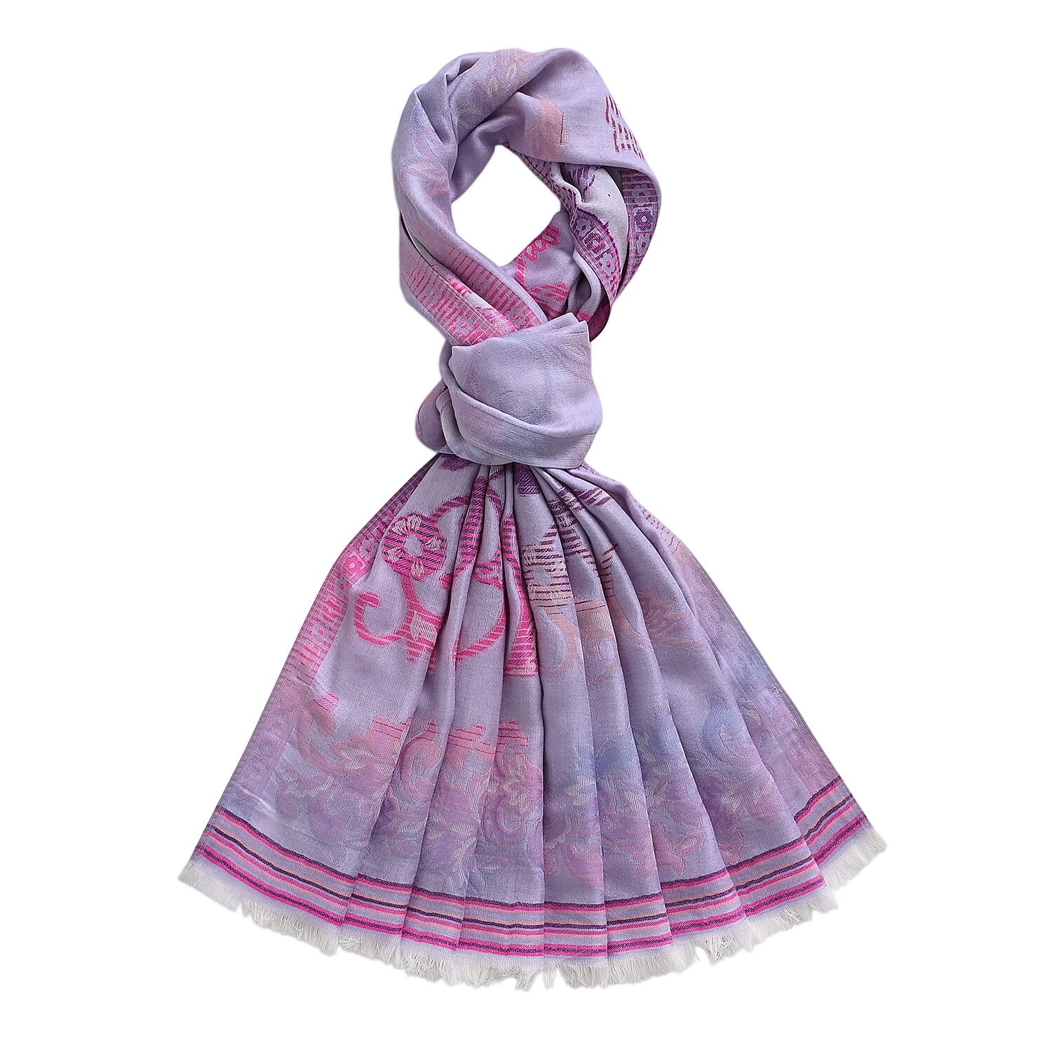 - Maisi Cotton Printed Scarf (Size - One Size) - Purple - Multicolor