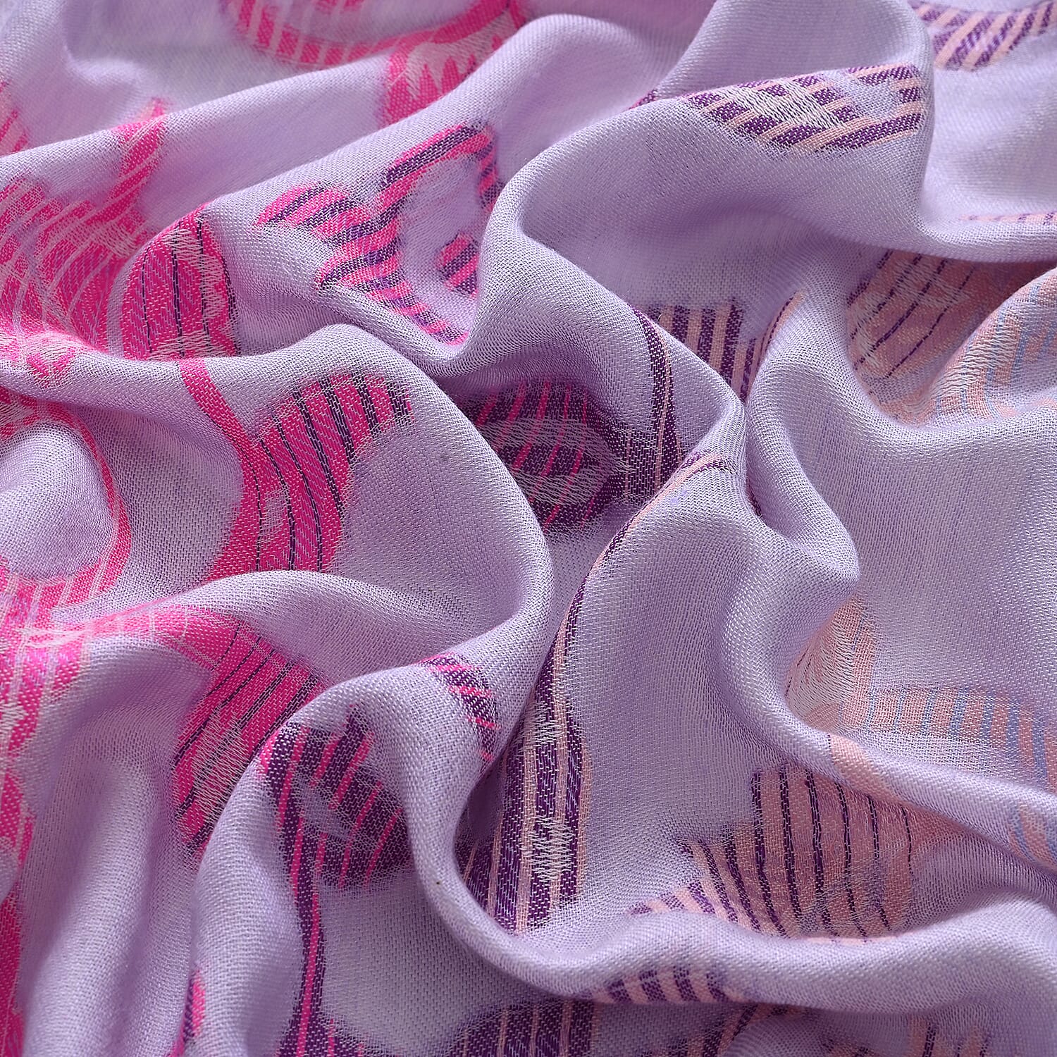 - Maisi Cotton Printed Scarf (Size - One Size) - Purple - Multicolor