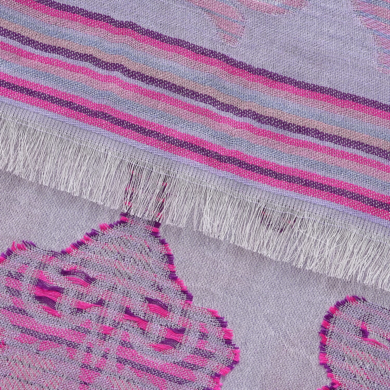 - Maisi Cotton Printed Scarf (Size - One Size) - Purple - Multicolor