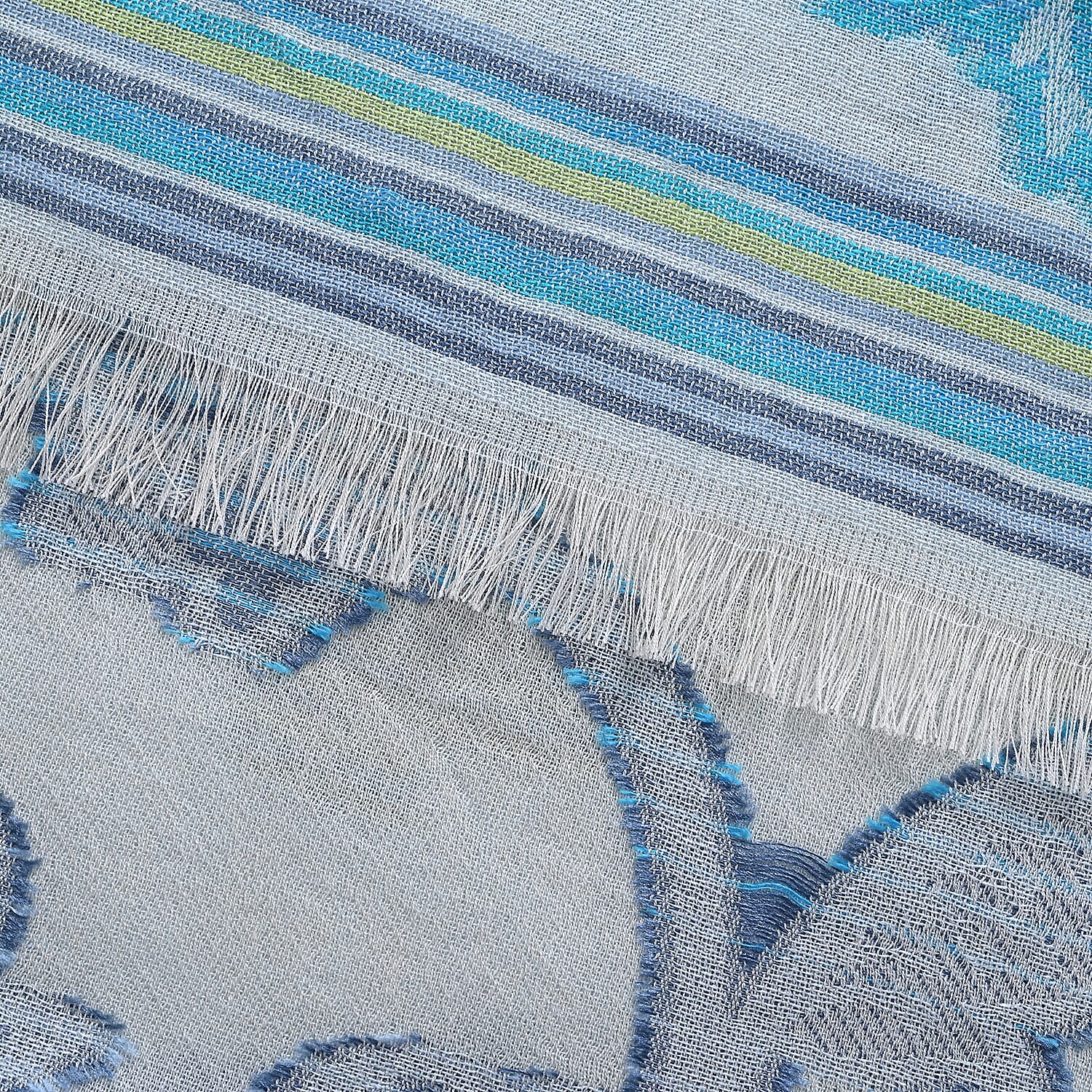 - Maisi Cotton Printed Scarf (Size - One Size) - Blue - Multicolor