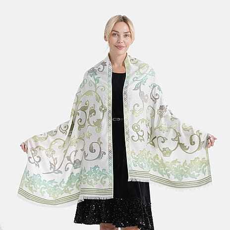 - Maisi Cotton Printed Scarf (Size - One Size) - Green - Multicolor