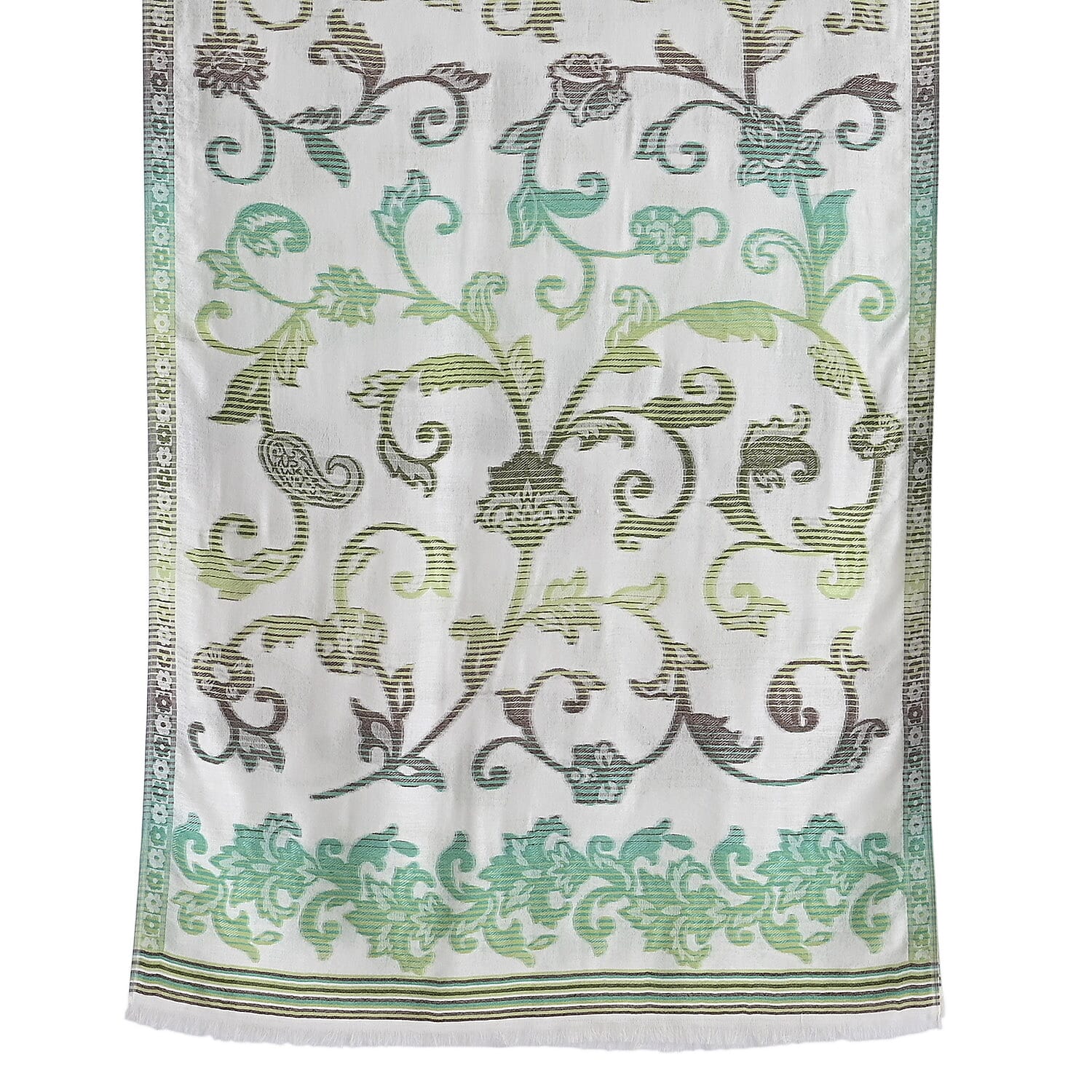 - Maisi Cotton Printed Scarf (Size - One Size) - Green - Multicolor