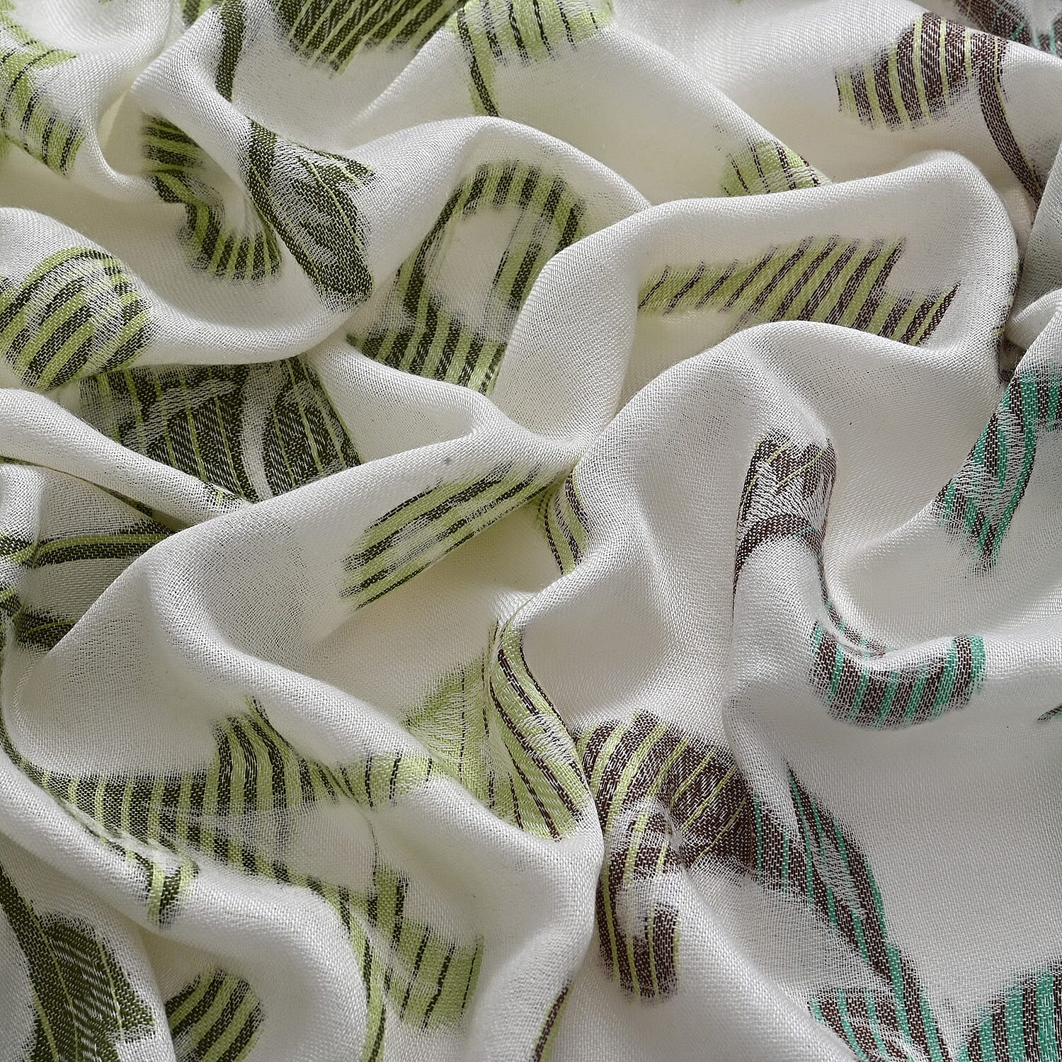 - Maisi Cotton Printed Scarf (Size - One Size) - Green - Multicolor