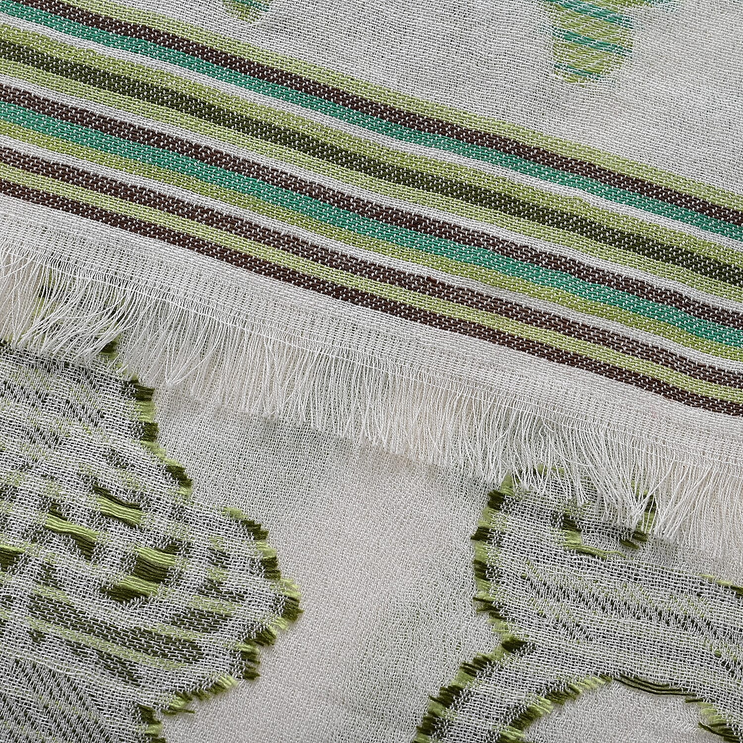 - Maisi Cotton Printed Scarf (Size - One Size) - Green - Multicolor