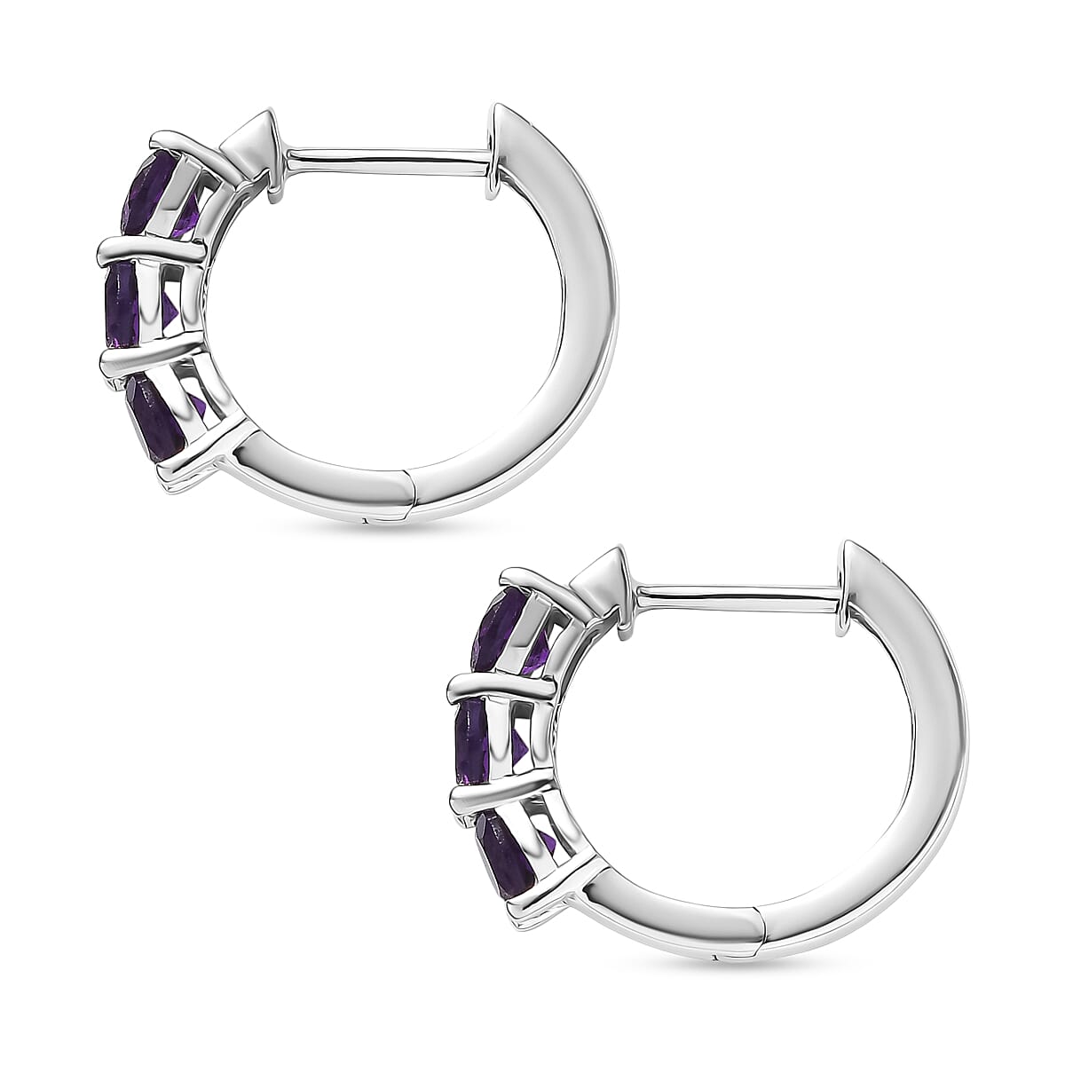 D'Joy AAA African Amethyst Full Hoop Earring in Platinum Overlay Sterling Silver 1.44 Ct.