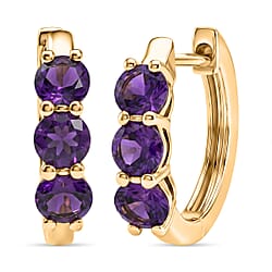 D'Joy AAA African Amethyst Full Hoop Earring in Platinum Overlay Sterling Silver 1.44 Ct.