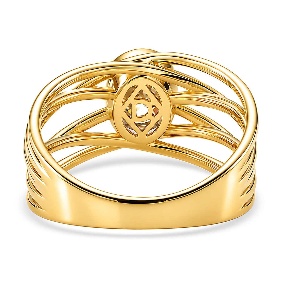 D'Joy - Moissanite Multi-Row Solitaire Ring in Yellow Gold Plated Sterling Silver 1.50 Ct.