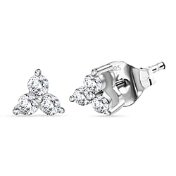 LUXURIANT Lab Grown Diamond 3 Stone Stud Push Post Earring in 18K Vermeil Yellow Gold Plated Sterling Silver (SI-G-H)