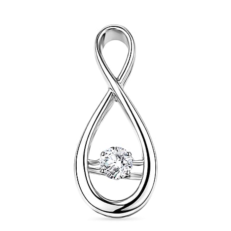 Luxuriant SI-G-H Lab Grown Dancing Diamond infinity Pendant in Rhodium Overlay Sterling Silver