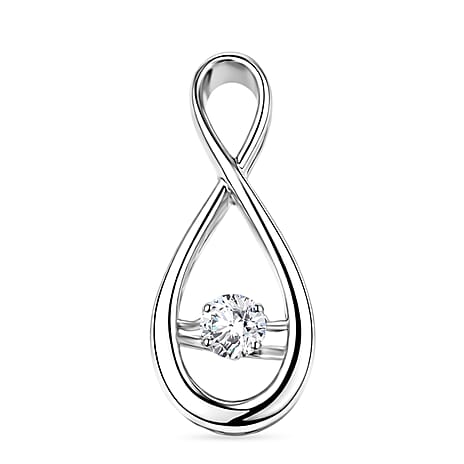 Luxuriant SI-G-H Lab Grown Dancing Diamond infinity Pendant in Rhodium Overlay Sterling Silver