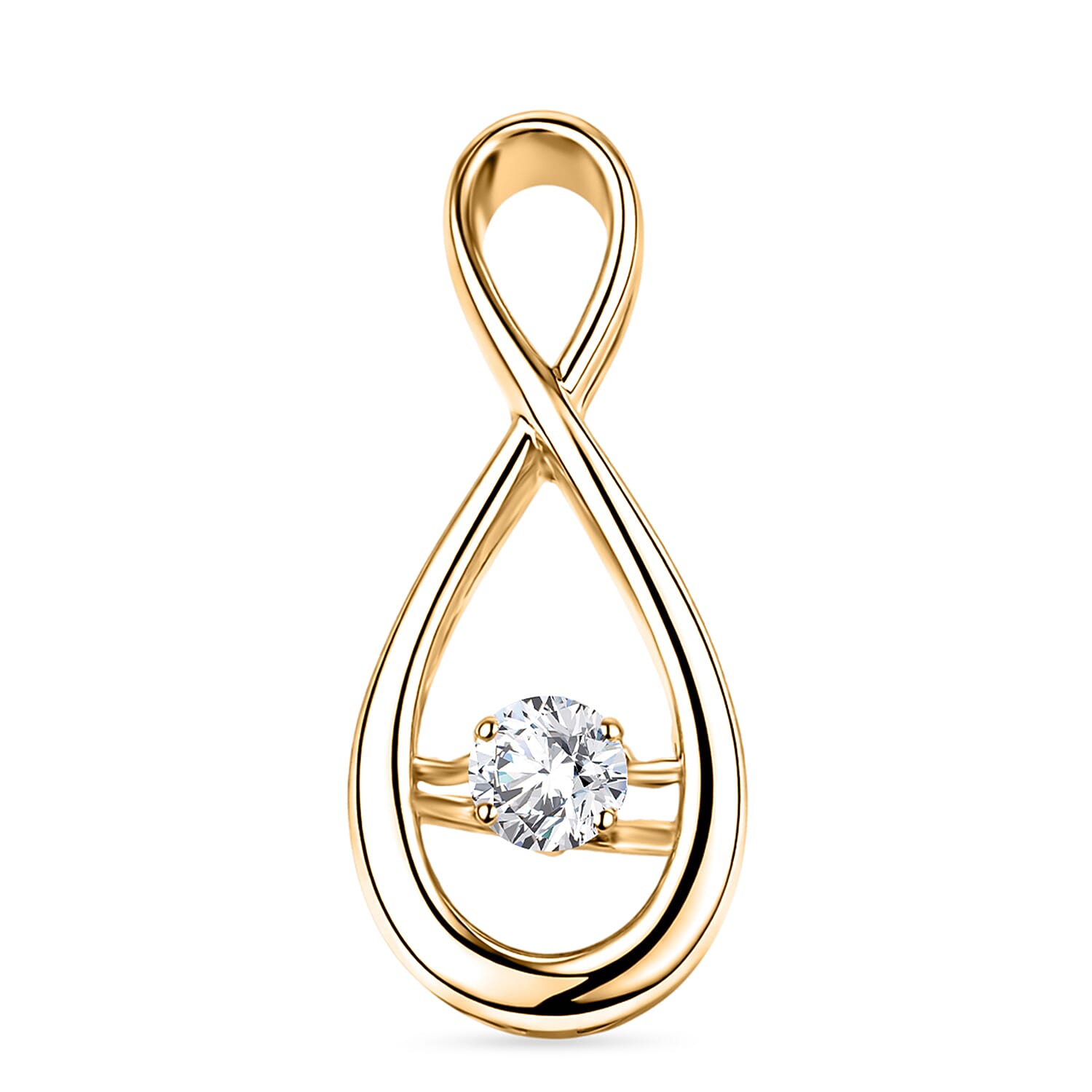 Luxuriant SI-G-H Lab Grown Diamond Solitaire Infinity Pendant in 18K Vermeil Yellow Gold Plated Sterling Silver