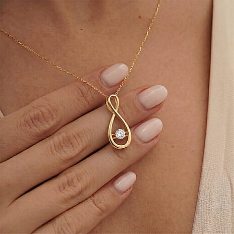Luxuriant SI-G-H Lab Grown Diamond Solitaire Infinity Pendant in 18K Vermeil Yellow Gold Plated Sterling Silver