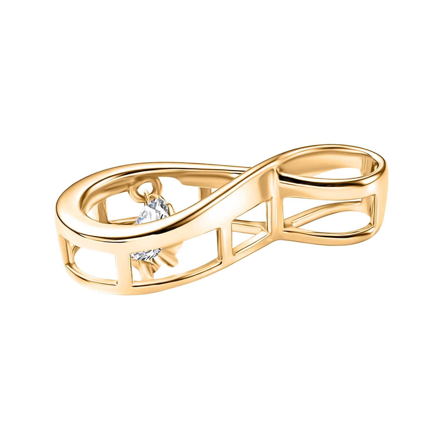 Luxuriant SI-G-H Lab Grown Diamond Solitaire Infinity Pendant in 18K Vermeil Yellow Gold Plated Sterling Silver