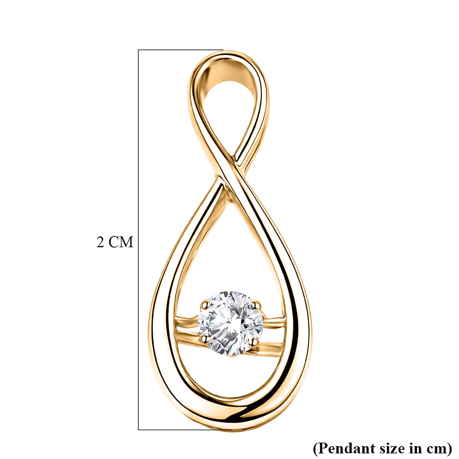 Luxuriant SI-G-H Lab Grown Diamond Solitaire Infinity Pendant in 18K Vermeil Yellow Gold Plated Sterling Silver