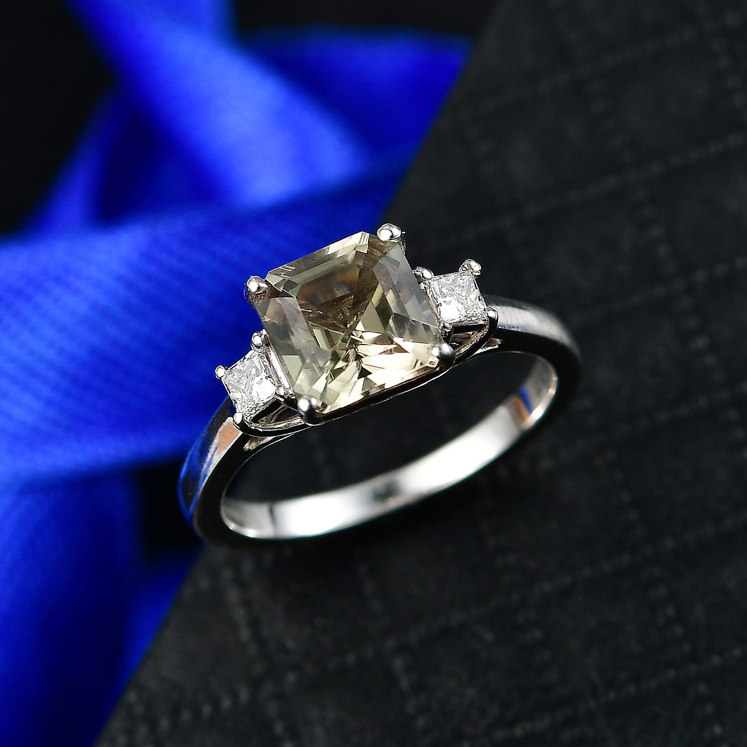 Luxuriant - Natural AAA Turkizite & SI-G-H Lab Grown Diamond Ring in Rhodium Overlay Sterling Silver 2.20 Ct.