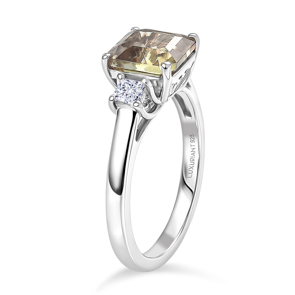 Luxuriant - Natural AAA Turkizite & SI-G-H Lab Grown Diamond Ring in Rhodium Overlay Sterling Silver 2.20 Ct.