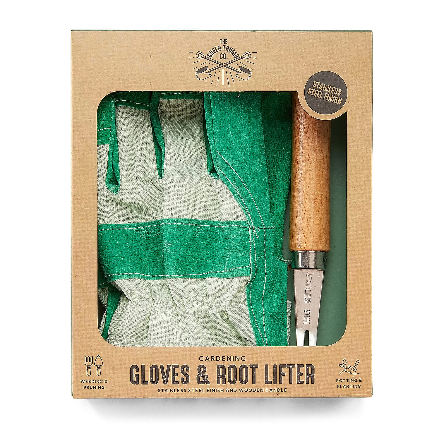 Gloves and Root Lifter Gift Set - Brown