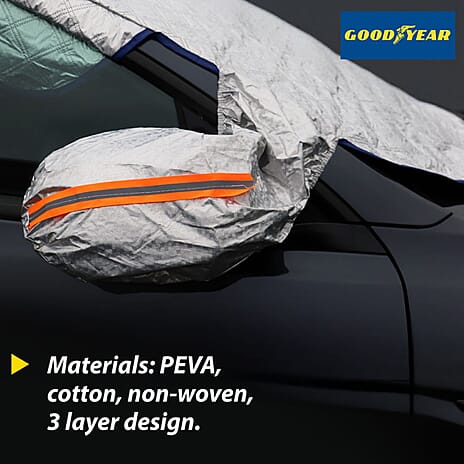 Goodyear Quilted Windscreen Cover with Mirrorcover - Magnets - Grey