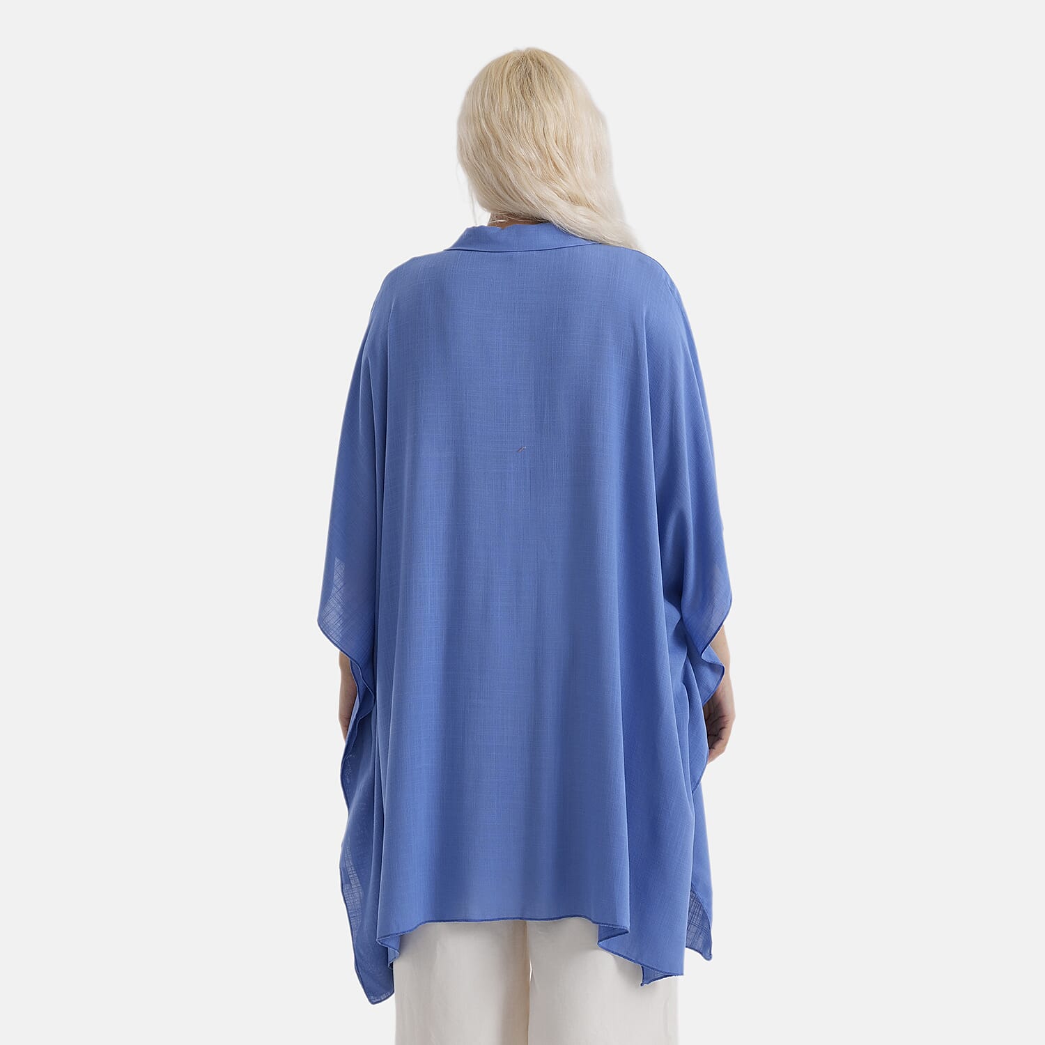 La Marey Kaftan-Style Longline Shirt (One Size) - Blue