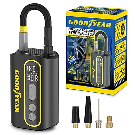 Goodyear Cordless Portable Digital Tyre Inflator - Black