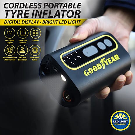 Goodyear Cordless Portable Digital Tyre Inflator - Black