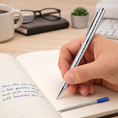 Bliss - Beyond 925 Sterling Silver Ball Pen with Extra Refill - Square