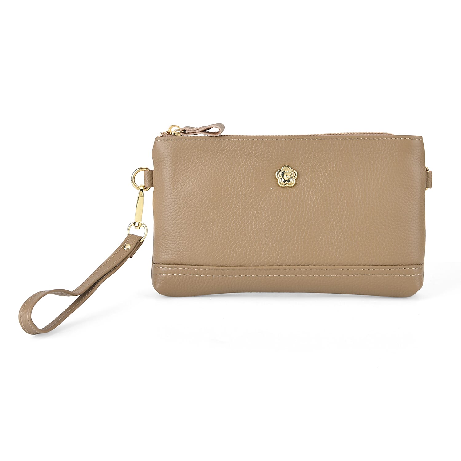 Genuine Leather Quilted Designer Slim Handbag - Khaki