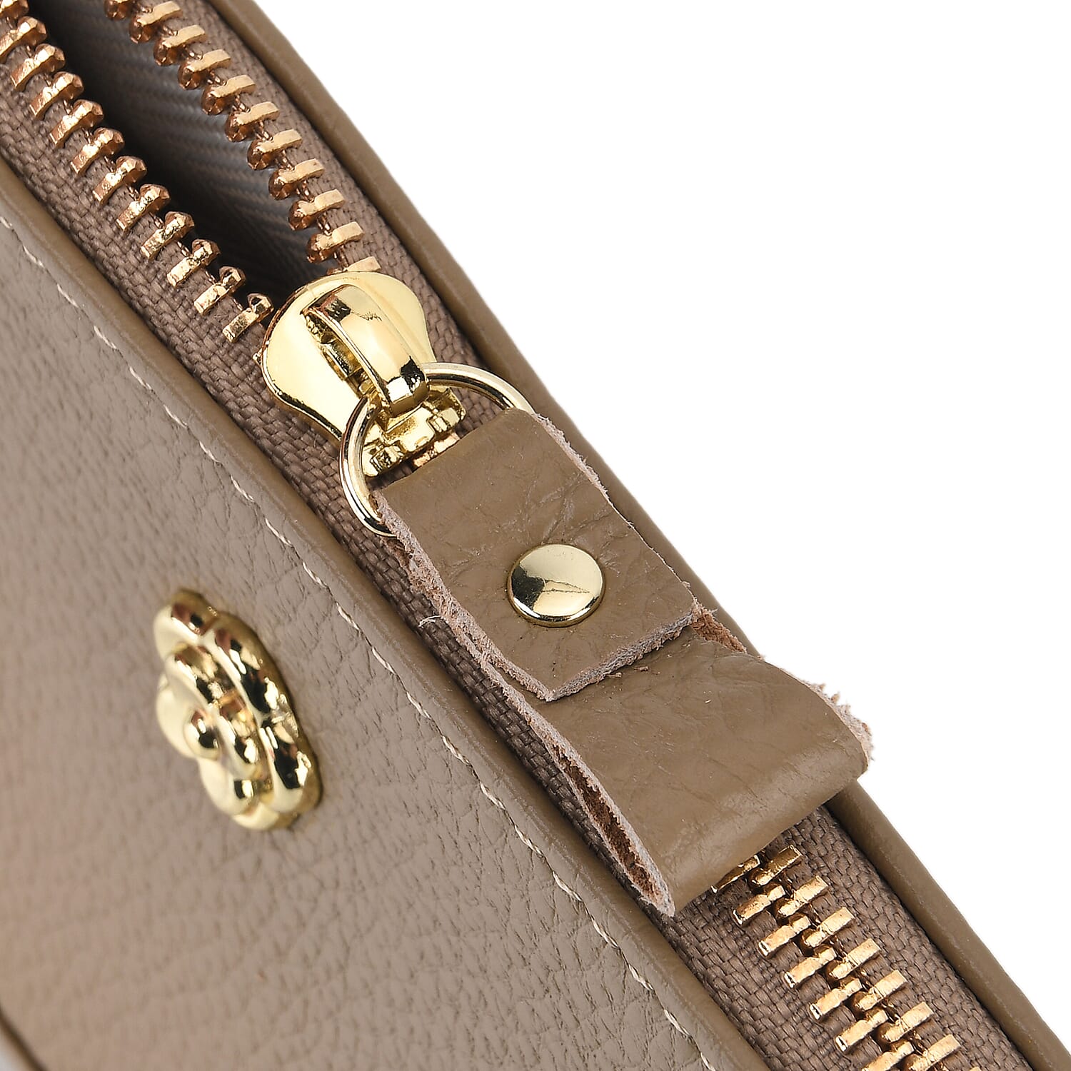 Genuine Leather Quilted Designer Slim Handbag - Khaki