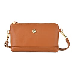 Genuine Leather Quilted Designer Slim Handbag - Khaki