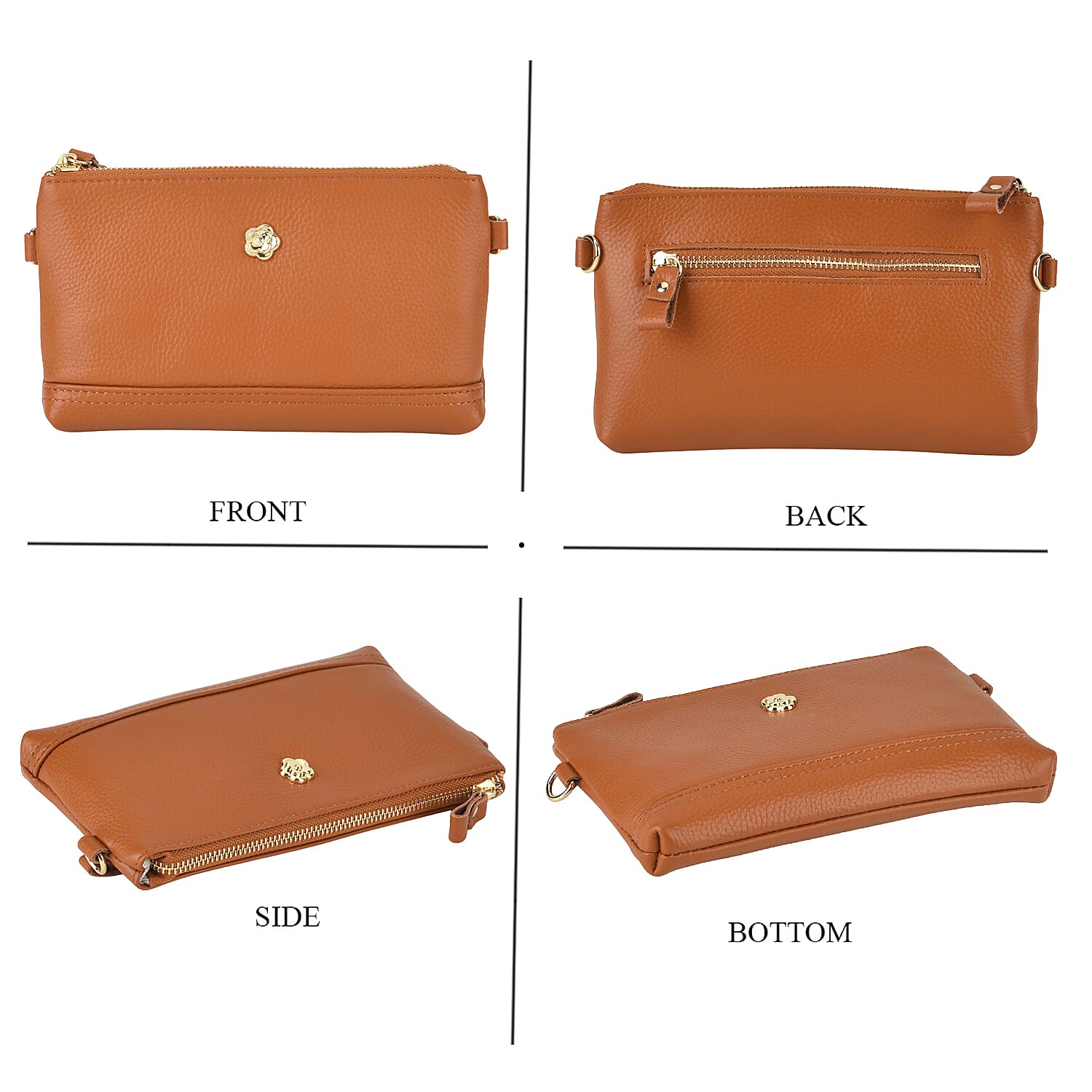 Genuine Leather Quilted Designer Slim Handbag - Brown