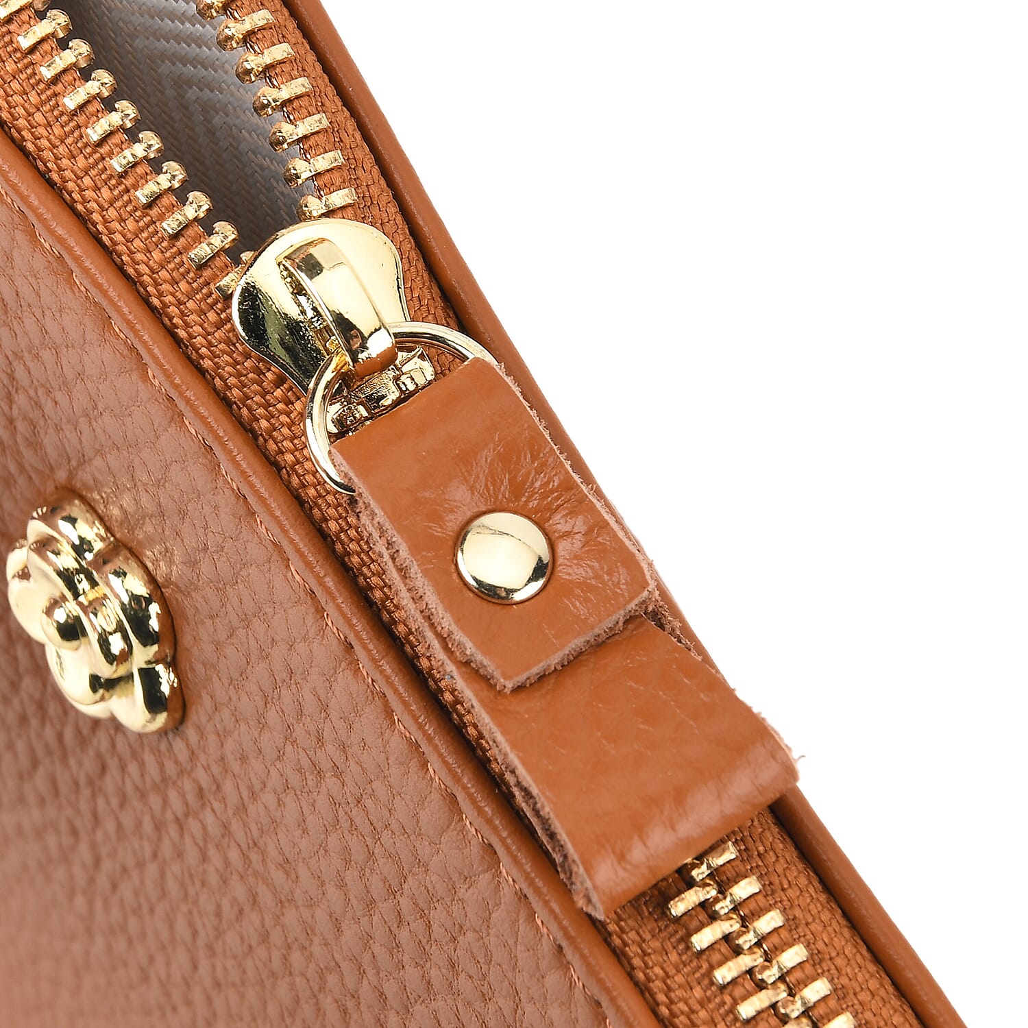 Genuine Leather Quilted Designer Slim Handbag - Brown